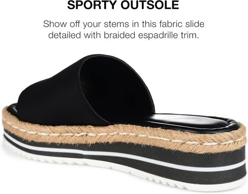 Journee Collection Womens Braided Espadrille Wedge Heel Open Round Toe Slip On Neoprene Rosey Platform Slide Sandal in Saudi Arabia