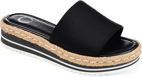 Journee Collection Womens Braided Espadrille Wedge Heel Open Round Toe Slip On Neoprene Rosey Platform Slide Sandal in Saudi Arabia