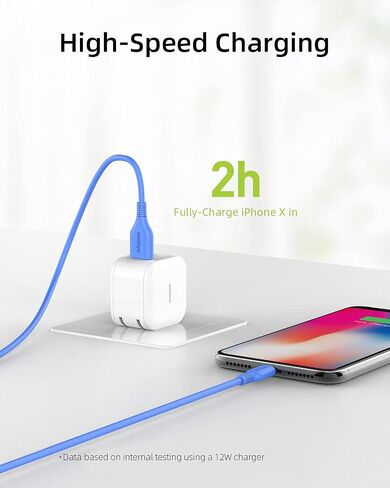 USB A to Lightning Cable [MFi Certified], 4.9FT Fast Charging Cable for iPhone 14 13 12 11 Pro Max MiniX XS XR iPad Airpods, High Speed Data Sync Transfer Cord (Blue) in Saudi Arabia
