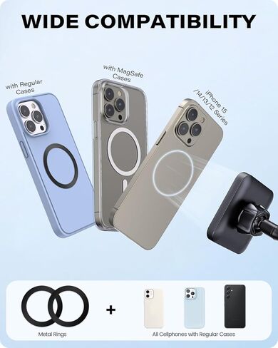 حامل لوحة القيادة APPS2Car لمغناطيس MagSafe 17 N54، كوب شفط قوي، مثبت مضاد للاهتزاز، حامل مغناطيسي طويل الذراع للزجاج الأمامي لهاتف iPhone 15/14/13/12 in Kuwait