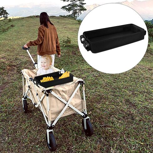 Stroller Tray for Wonderfold W4, 20.5x9.25x3.15 inch Stroller Snack Tray Kids Cup Holder Double Sided Black Stroller Accessories, Leather Sides Easy to Clean, Convenient for Traveling Outdoors in Saudi Arabia