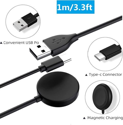 شاحن ساعة لهاتف سامسونج جالاكسي 5 4 3، [2 في 1] كابل شحن متعدد الساعات USB نوع C سلك كابل 3.3FT، متوافق مع ساعة سامسونج جالاكسي 5 4 3/ Active 1/2، S20/ 10/9/ 8 ونوع آخر أجهزة ج in Kuwait