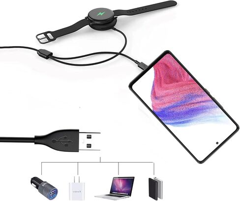 شاحن ساعة لهاتف سامسونج جالاكسي 5 4 3، [2 في 1] كابل شحن متعدد الساعات USB نوع C سلك كابل 3.3FT، متوافق مع ساعة سامسونج جالاكسي 5 4 3/ Active 1/2، S20/ 10/9/ 8 ونوع آخر أجهزة ج in Kuwait