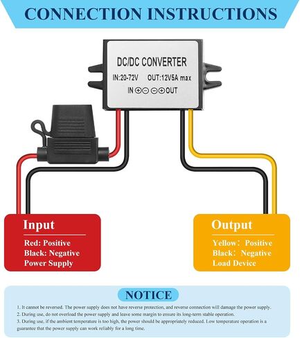 DC 24V/36V/48V to 12V Step Down Converter,17-60V Buck to 12V 3A 36W Voltage Converter Module, 20V 22V 32V to 12V Step Down Voltage Transformer IP67 Waterproof Adapter for monitoring system,Truck in Kuwait