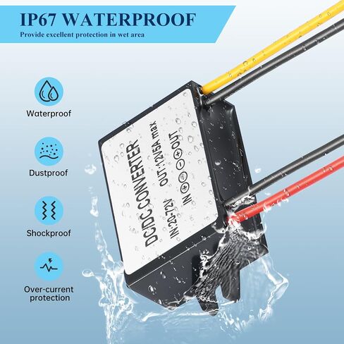 DC 24V/36V/48V to 12V Step Down Converter,17-60V Buck to 12V 3A 36W Voltage Converter Module, 20V 22V 32V to 12V Step Down Voltage Transformer IP67 Waterproof Adapter for monitoring system,Truck in Kuwait