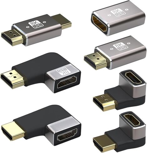 محول HDMI ذكر إلى أنثى 8K، محول HDMI زاوية يسار/يمين 90 درجة، موسع HDMI بزاوية أعلى/أسفل، موصل HDMI ذكر إلى ذكر وأنثى إلى أنثى (7 عبوات) in Kuwait