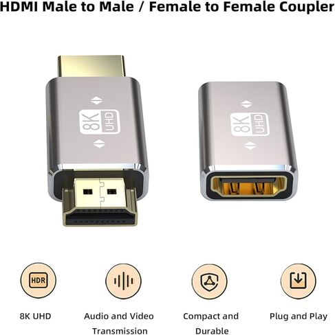 محول HDMI ذكر إلى أنثى 8K، محول HDMI زاوية يسار/يمين 90 درجة، موسع HDMI بزاوية أعلى/أسفل، موصل HDMI ذكر إلى ذكر وأنثى إلى أنثى (7 عبوات) in Kuwait