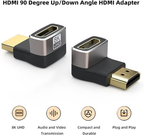 محول HDMI ذكر إلى أنثى 8K، محول HDMI زاوية يسار/يمين 90 درجة، موسع HDMI بزاوية أعلى/أسفل، موصل HDMI ذكر إلى ذكر وأنثى إلى أنثى (7 عبوات) in Kuwait