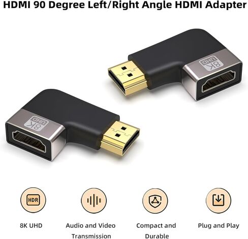 محول HDMI ذكر إلى أنثى 8K، محول HDMI زاوية يسار/يمين 90 درجة، موسع HDMI بزاوية أعلى/أسفل، موصل HDMI ذكر إلى ذكر وأنثى إلى أنثى (7 عبوات) in Kuwait