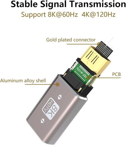 محول HDMI ذكر إلى أنثى 8K، محول HDMI زاوية يسار/يمين 90 درجة، موسع HDMI بزاوية أعلى/أسفل، موصل HDMI ذكر إلى ذكر وأنثى إلى أنثى (7 عبوات) in Kuwait