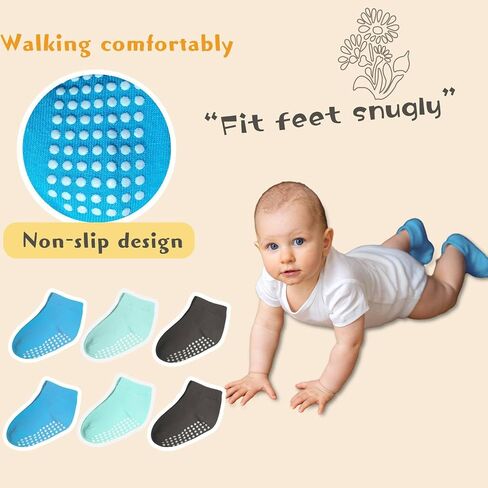 Baby Anti Slip Socks Baby Socks with Grips Baby Walker Socks Toddler Socks Non Slip Grip Baby Grip Socks for Boy Girls Infant 12-24 Months in Saudi Arabia