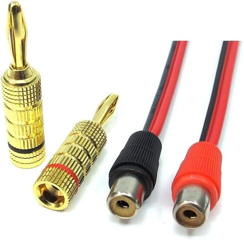 (عبوة من قطعتين) قابس الموز إلى محول RCA فونو، بطول 6 بوصات، موصل صوت ستيريو ثنائي القناة لأنظمة المسرح المنزلي، نحاس مطلي بالذهب in Saudi Arabia