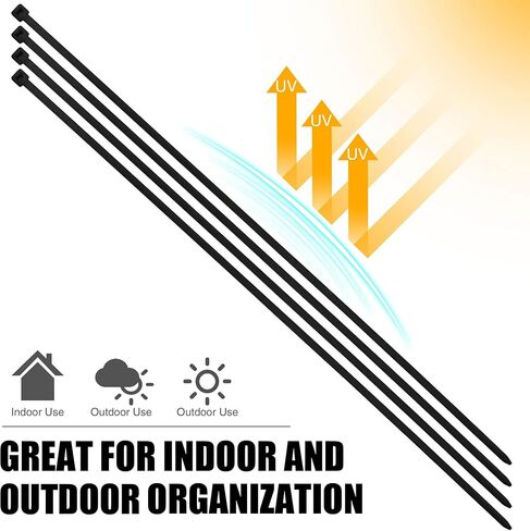 قطارة بولت 12 بوصة 120 رطل، 18 بوصة 180 رطل، 26 بوصة 200 رطل، مجموعة سوداء شديدة التحمل (150 عبوة، 50 لكل حجم) أربطة بسحاب، سلك كابل نايلون ممتاز ذاتي القفل للاستخدام الداخلي والخارجي in Kuwait