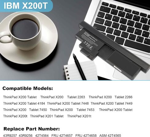 يتوهم شراء بطارية الكمبيوتر المحمول لجهاز IBM ThinkPad X200 Tablet Series X201 اللوحي لينوفو ثينك باد 43R9256/AB 43R9257 43R9256 42T4564 in Kuwait