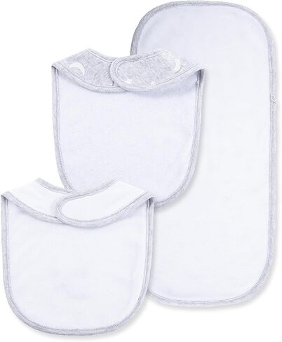 Little Me Baby 100% Cotton Gender Neutral Rosebud 3pcs Bib and Burb Set, 1 Size in Saudi Arabia