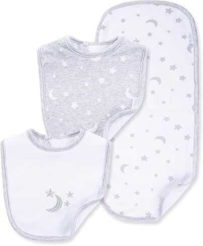 Little Me Baby 100% Cotton Gender Neutral Rosebud 3pcs Bib and Burb Set, 1 Size in Saudi Arabia