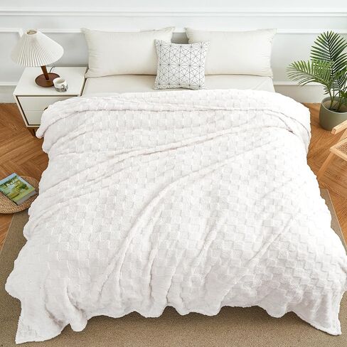 Baby Blanket for Boys Girls - Fuzzy Super Soft Cozy Warm Fleece Blanket Baby Size for All Season Use, Lightweight Breathable Plush Blanket for Baby Showers Sleeping (White, 30"×40") in Saudi Arabia