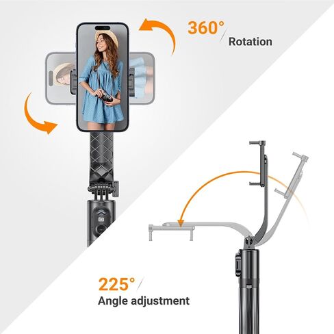 Selfie Stick Tripod, 55" Phone Tripod with Remote, Extendable Aluminum Alloy Bluetooth Selfie Stick and Phone Holder for iPhone Android Phone, GoPro Camera Black in Saudi Arabia