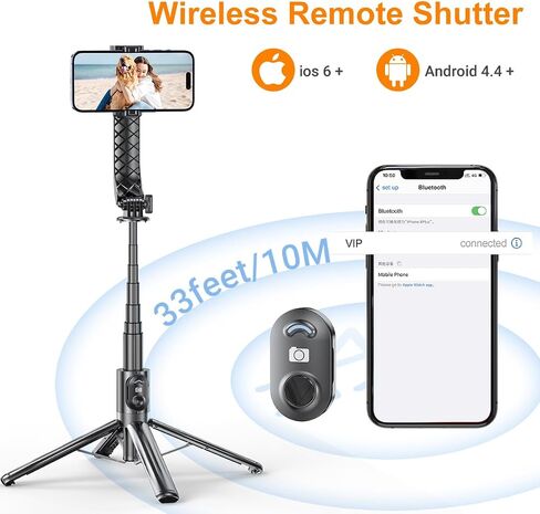 Selfie Stick Tripod, 55" Phone Tripod with Remote, Extendable Aluminum Alloy Bluetooth Selfie Stick and Phone Holder for iPhone Android Phone, GoPro Camera Black in Saudi Arabia