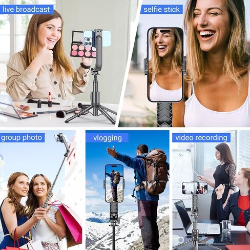 Selfie Stick Tripod, 55" Phone Tripod with Remote, Extendable Aluminum Alloy Bluetooth Selfie Stick and Phone Holder for iPhone Android Phone, GoPro Camera Black in Saudi Arabia