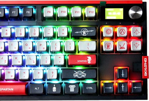 Glacier Skyloong GK87 Pro Youth TKL Layout لاسلكي/سلكي قابل للفصل USB-C لوحة مفاتيح ميكانيكية قابلة للتبديل السريع مع شاشة عرض صغيرة ومقبض، شريط مساحة منفصل متوافق (عالم) in Kuwait