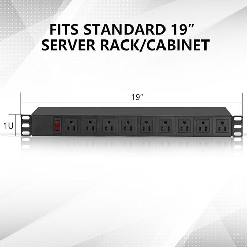 PDU Rack Mount Power Strips with Surge Protector, 8 Outlet 1U Power Strip, 19'' Server Rack Power Strip, RackMount Power Strip for Network Rack, 15A 125V 1875W, 10FT 14AWG Cord, Heavy Duty in Saudi Arabia