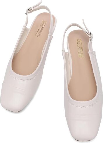 Women's Slingback low heel Pumps,Ladies closed Square Toe wedge Sandals Dressy Casual Trendy Comfortable Buckle Fancy Business Office Teacher Holiday Leather Shoe in Saudi Arabia