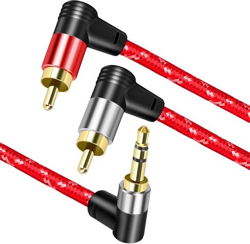 3.5mm to 2rca Audio Auxiliary Adapter Stereo Splitter Cable aux RCA y Cable for Smartphone Speaker Tablet HDTV MP3 Player, 30FT in Saudi Arabia