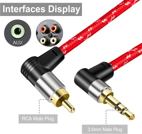 3.5mm to 2rca Audio Auxiliary Adapter Stereo Splitter Cable aux RCA y Cable for Smartphone Speaker Tablet HDTV MP3 Player, 30FT in Saudi Arabia