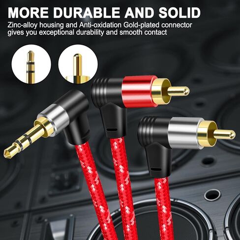 3.5mm to 2rca Audio Auxiliary Adapter Stereo Splitter Cable aux RCA y Cable for Smartphone Speaker Tablet HDTV MP3 Player, 30FT in Saudi Arabia