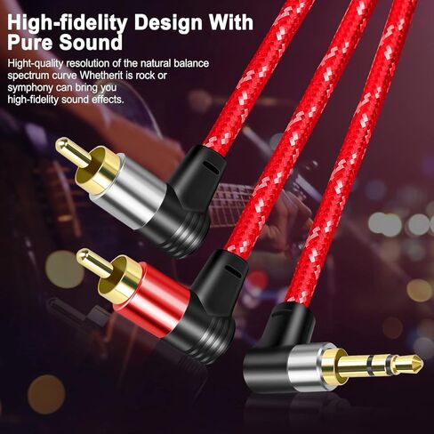 3.5mm to 2rca Audio Auxiliary Adapter Stereo Splitter Cable aux RCA y Cable for Smartphone Speaker Tablet HDTV MP3 Player, 30FT in Saudi Arabia
