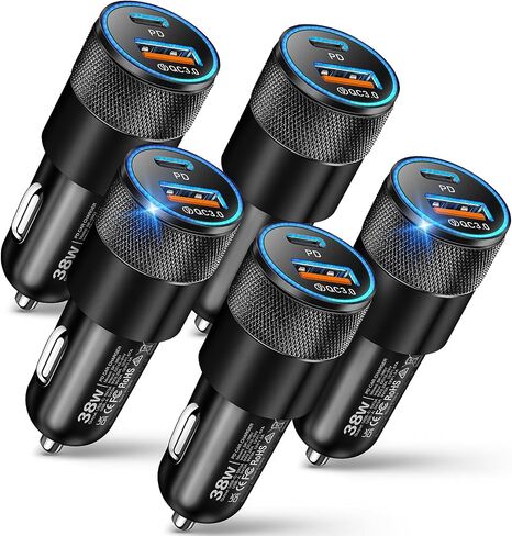 USB C Car Charger, 2 Pack 38W Dual Ports USB-C & USB-A Car Charger Adapter in Saudi Arabia