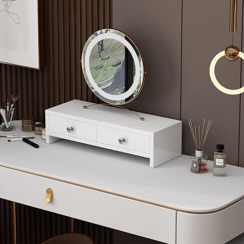 Monitor Stand Riser with Drawers, Computer Monitor Stand, Desktop Organizer Stand for Laptop, PC, Office Supplies,White Painted Finsh in Saudi Arabia