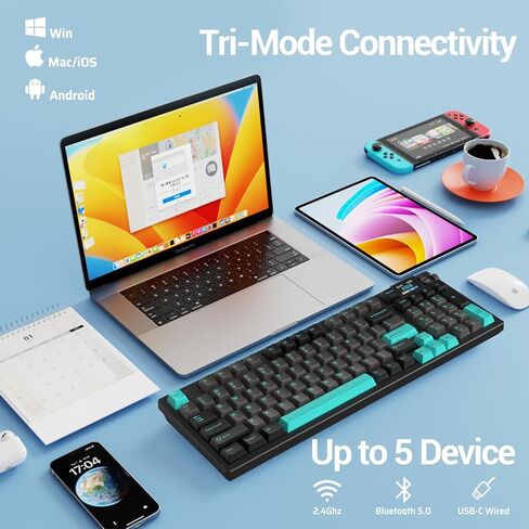 75 Gasket Mechanical Keyboard with Flippable 1.14’’ TFT Screen | Five-Layer Padding & Knob RGB Hot Swap Custom Keyboard for Win/Mac Up to 5 Device in Saudi Arabia