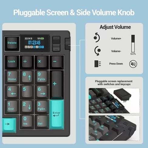 75 Gasket Mechanical Keyboard with Flippable 1.14’’ TFT Screen | Five-Layer Padding & Knob RGB Hot Swap Custom Keyboard for Win/Mac Up to 5 Device in Saudi Arabia