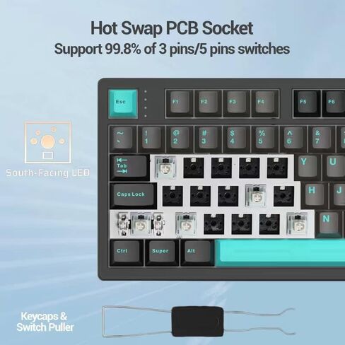 75 Gasket Mechanical Keyboard with Flippable 1.14’’ TFT Screen | Five-Layer Padding & Knob RGB Hot Swap Custom Keyboard for Win/Mac Up to 5 Device in Saudi Arabia