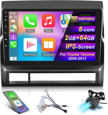 [8-Core 2+64G] راديو Android 13 لسيارة Toyota Tacoma 2005-2013 - شاشة لمس IPS 9 بوصة صوت DSP - تشغيل لاسلكي وAndroid Auto، WiFi، 32EQ، 59 UI، صفحة رئيسية مخصصة + كاميرا احتياطية AHD in Saudi Arabia