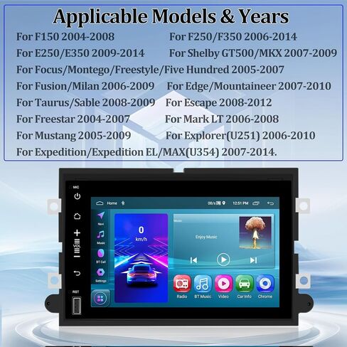راديو سيارة Android 13 لسيارة Ford F150/F250/350/Edge/Fusion/Mustang/Focus/Explorer/Expedition - لاسلكي وسلكي Apple Carplay/Android Auto، ذاكرة الوصول العشوائي 2 جيجابايت + ذاكرة تخزين داخلية 64 جيجابايت، التوصيل والتشغيل + كاميرا احتياطية AHD in Saudi Arabia