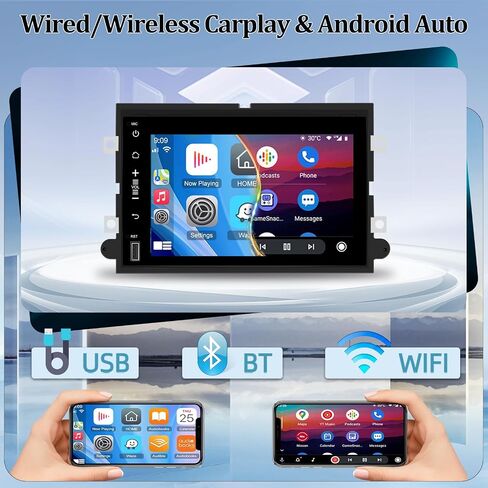 راديو سيارة Android 13 لسيارة Ford F150/F250/350/Edge/Fusion/Mustang/Focus/Explorer/Expedition - لاسلكي وسلكي Apple Carplay/Android Auto، ذاكرة الوصول العشوائي 2 جيجابايت + ذاكرة تخزين داخلية 64 جيجابايت، التوصيل والتشغيل + كاميرا احتياطية AHD in Saudi Arabia