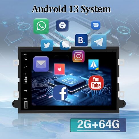 راديو سيارة Android 13 لسيارة Ford F150/F250/350/Edge/Fusion/Mustang/Focus/Explorer/Expedition - لاسلكي وسلكي Apple Carplay/Android Auto، ذاكرة الوصول العشوائي 2 جيجابايت + ذاكرة تخزين داخلية 64 جيجابايت، التوصيل والتشغيل + كاميرا احتياطية AHD in Saudi Arabia