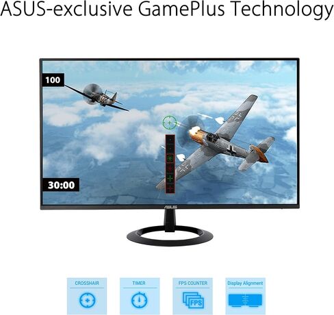 شاشة ASUS مقاس 27 بوصة (27 بوصة قابلة للعرض) (VZ27EHF) - دقة عالية كاملة (1920 × 1080)، IPS، 100 هرتز، 1 مللي ثانية، بدون إطار، مزامنة متكيفة، HDMI، ضوء أزرق منخفض، خالية من الوميض، ملف تعريف نحيف للغاية، ضمان 3 سنوات in Kuwait