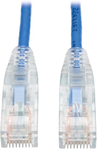 كابل توصيل UTP من Tripp Lite Cat6 Gigabit مصبوب رفيع، 1 قدم زاوية قائمة، RJ45 M/M 1 بوصة (N201-SR1-BL) in Saudi Arabia