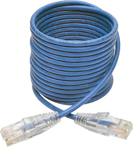 كابل توصيل UTP من Tripp Lite Cat6 Gigabit مصبوب رفيع، 1 قدم زاوية قائمة، RJ45 M/M 1 بوصة (N201-SR1-BL) in Saudi Arabia