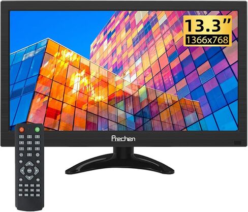 شاشة صغيرة محمولة 13.3 بوصة 1366 × 768 شاشة كمبيوتر صغيرة مع مدخل HDMI VGA AV BNC USB للكمبيوتر المحمول PS4 Xbox Ras Pi LED شاشة كمبيوتر، مكبر صوت مدمج، شاشة مطبخ، قابلة للتركيب in Kuwait