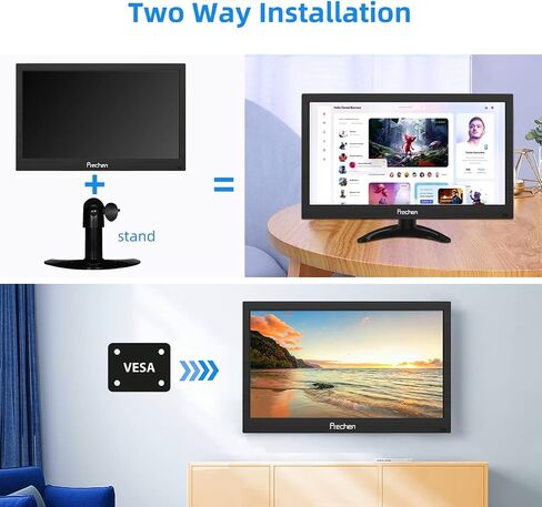 شاشة صغيرة محمولة 13.3 بوصة 1366 × 768 شاشة كمبيوتر صغيرة مع مدخل HDMI VGA AV BNC USB للكمبيوتر المحمول PS4 Xbox Ras Pi LED شاشة كمبيوتر، مكبر صوت مدمج، شاشة مطبخ، قابلة للتركيب in Kuwait