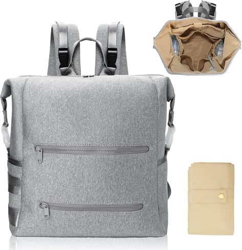 Omanmoli Diaper Bag Backpack, Large Neoprene Baby Bag for Boys Girls | 15 Diaper Bag Organizer,2 Insulated Pockets,Laptop Padded Sleeve,Convertible Back Pocket,Changing Pad,Stroller Straps in Saudi Arabia