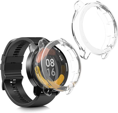 kwmobile Frame Cover Compatible with Xiaomi Watch S1 Active Cover (2-Pack) - Clear Silicone Case - Black/Transparent in Saudi Arabia