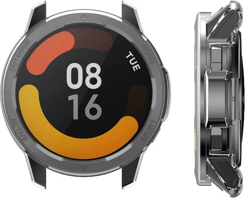 kwmobile Frame Cover Compatible with Xiaomi Watch S1 Active Cover (2-Pack) - Clear Silicone Case - Black/Transparent in Saudi Arabia