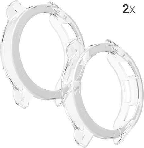 kwmobile Frame Cover Compatible with Xiaomi Watch S1 Active Cover (2-Pack) - Clear Silicone Case - Black/Transparent in Saudi Arabia