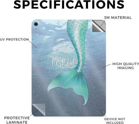 غلاف الكمبيوتر اللوحي من ألياف الكربون متوافق مع Apple iPad Air 13 (M2) 2024 - موازين حورية البحر - غطاء لاصق واقٍ من الفينيل 3M ممتاز - سهل الاستخدام | صُنع في الولايات المتحدة الأمريكية بواسطة MightySkins in Saudi Arabia